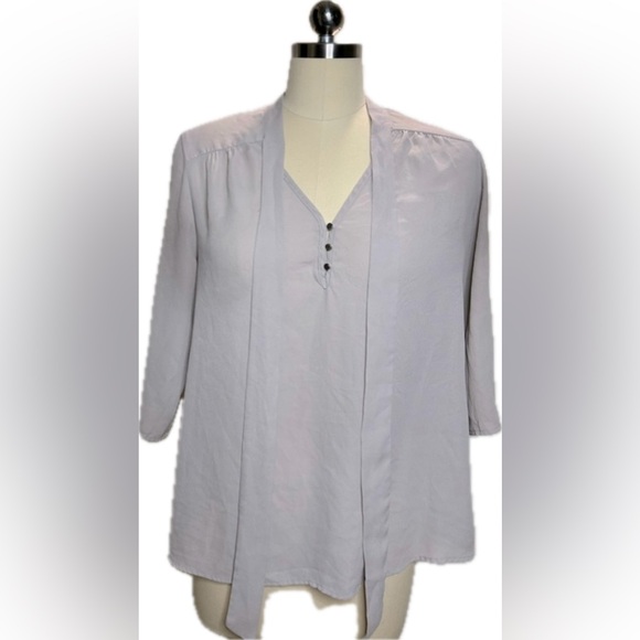 Maurices- Grey bow blouse. Small. - Picture 2 of 5